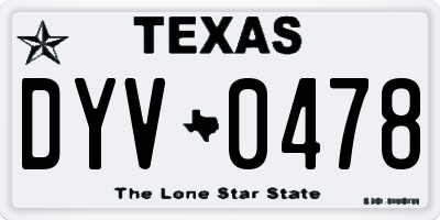 TX license plate DYV0478