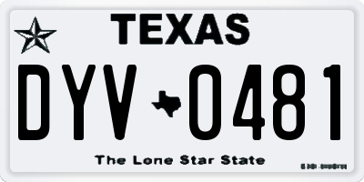 TX license plate DYV0481