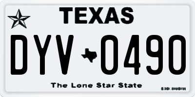 TX license plate DYV0490