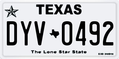 TX license plate DYV0492