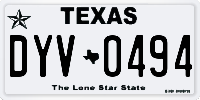 TX license plate DYV0494