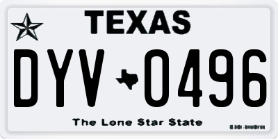 TX license plate DYV0496