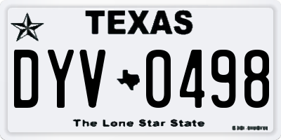 TX license plate DYV0498