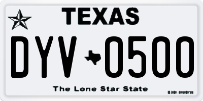 TX license plate DYV0500