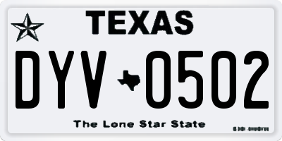 TX license plate DYV0502