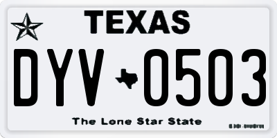 TX license plate DYV0503