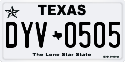 TX license plate DYV0505