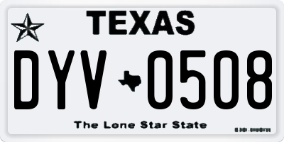 TX license plate DYV0508