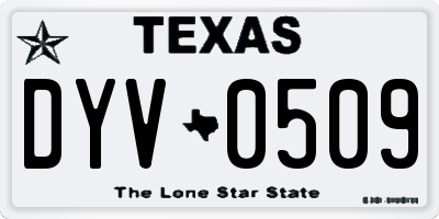 TX license plate DYV0509