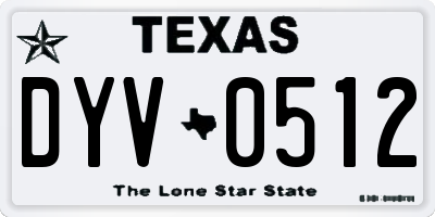 TX license plate DYV0512