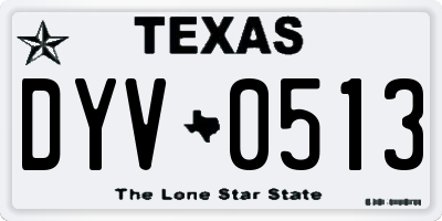 TX license plate DYV0513