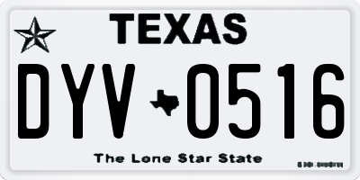 TX license plate DYV0516