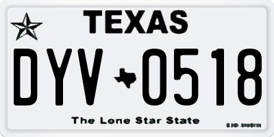 TX license plate DYV0518