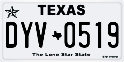 TX license plate DYV0519