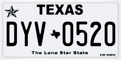 TX license plate DYV0520