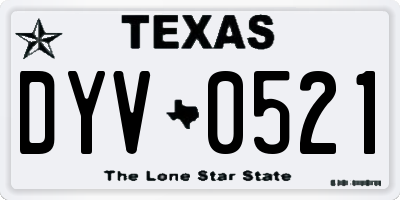 TX license plate DYV0521