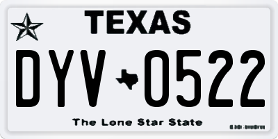 TX license plate DYV0522