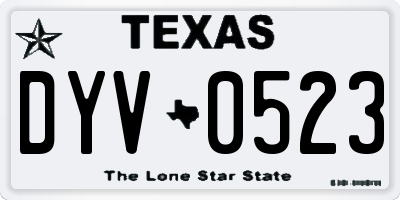 TX license plate DYV0523