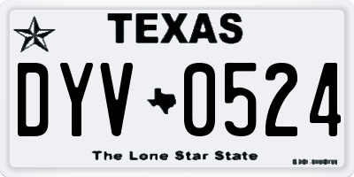 TX license plate DYV0524