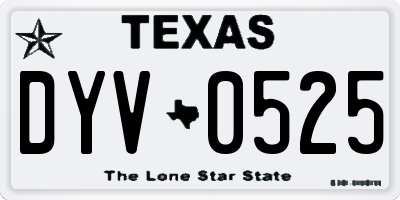 TX license plate DYV0525