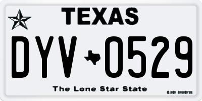 TX license plate DYV0529