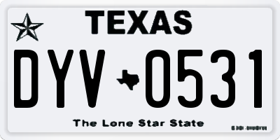 TX license plate DYV0531