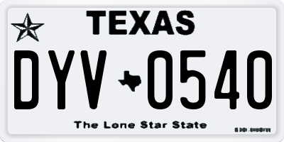 TX license plate DYV0540