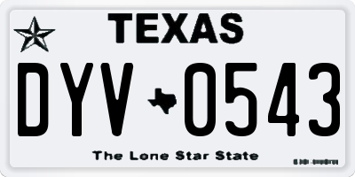 TX license plate DYV0543
