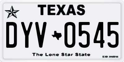 TX license plate DYV0545