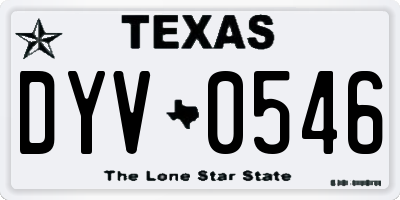TX license plate DYV0546