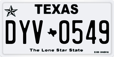 TX license plate DYV0549
