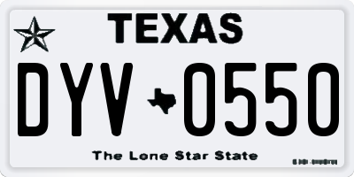 TX license plate DYV0550