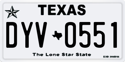 TX license plate DYV0551