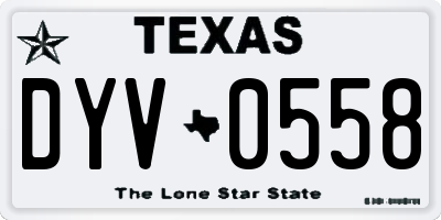 TX license plate DYV0558