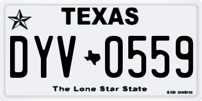 TX license plate DYV0559