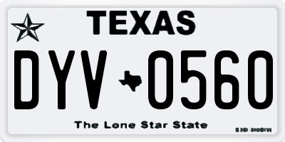 TX license plate DYV0560