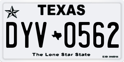 TX license plate DYV0562
