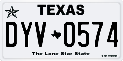 TX license plate DYV0574