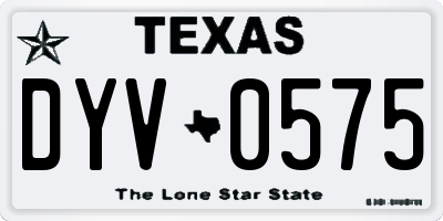 TX license plate DYV0575