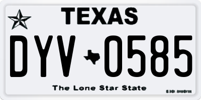 TX license plate DYV0585