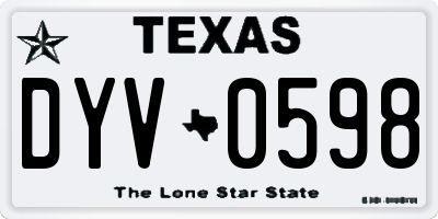 TX license plate DYV0598