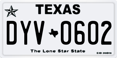 TX license plate DYV0602