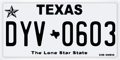 TX license plate DYV0603