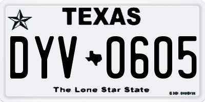TX license plate DYV0605