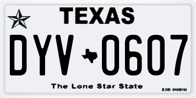 TX license plate DYV0607