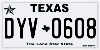 TX license plate DYV0608