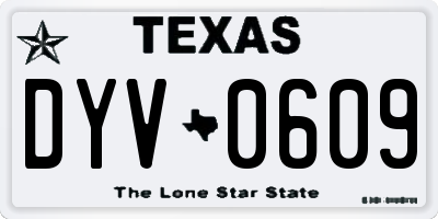 TX license plate DYV0609
