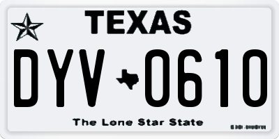 TX license plate DYV0610