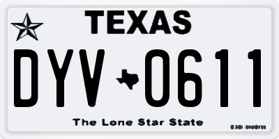 TX license plate DYV0611