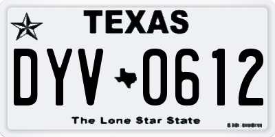 TX license plate DYV0612